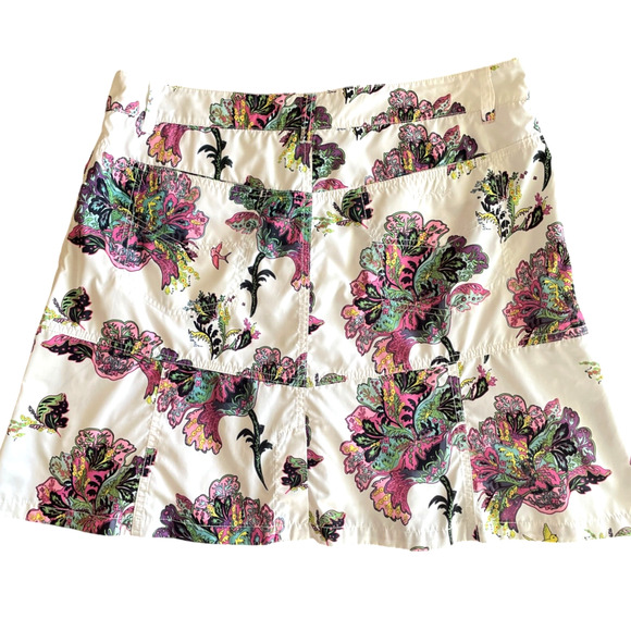 DAILY SPORTS Women's Size 12 White Pink Turquoise Paisley Print Activewear Skort - Picture 5 of 6